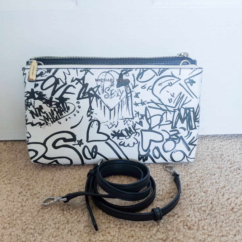 🆕 Michael Kors Adele Graffiti Leather Crossbody